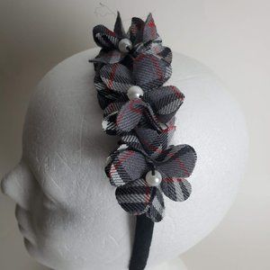 Plaid Nova Check with Faux Pearls Hair Headband